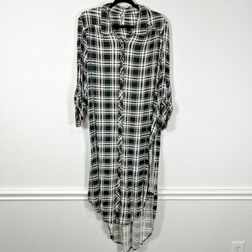 Live 4 Truth Shirt Dress Womens 22/24 Plaid Rayon Grunge Midi Duster